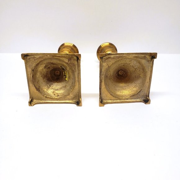 Pair of Vintage Brass Candle Sticks Taper Holders 5" Tall Lot Set Made in Taiwan - Picture 4 of 8